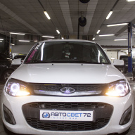 LADA Kalina Sport - установка новых линзованных фар с ангельскими глазками