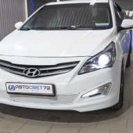 Светодиодные линзы в фары Hyundai Solaris