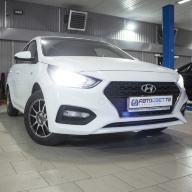 Замена галогеновых ламп на светодиодные Hyundai Solaris