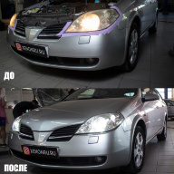 Nissan Primera - чистка и полировка фар с разборкой
