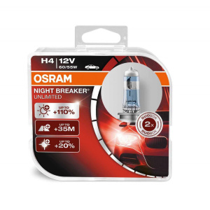 галогеновые лампы H4 OSRAM Night Breaker Unlimited +110 (64193NBU-HCB) Галогеновые лампы H4 OSRAM Night Breaker Unlimited 64193NBU-DUOBOX