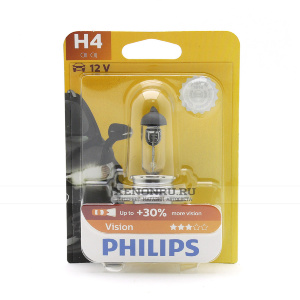 Лампа H4 Philips Vision +30% 12342PRB1 Галогенная лампа H4 PHILIPS Vision +30% 12342PRB1